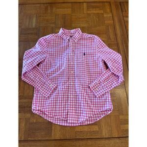 Girls polo, Ralph Lauren gingham check button-down shirt size 10/12
